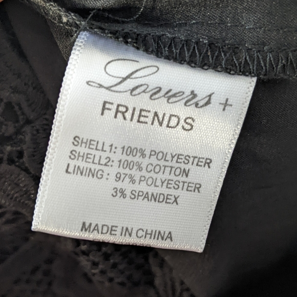 Lovers + Friends Revolve Songbird Black Crochet Lace Cut Out Tie Back Romper - Picture 6 of 6